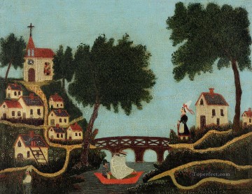  Rousseau Decoraci%C3%B3n Paredes - paisaje con puente 1877 Henri Rousseau Postimpresionismo Primitivismo ingenuo